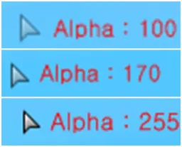Visual representation of the cursor alpha: